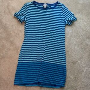 Tommy Bahama Blue and Teal Striped t shirt dress